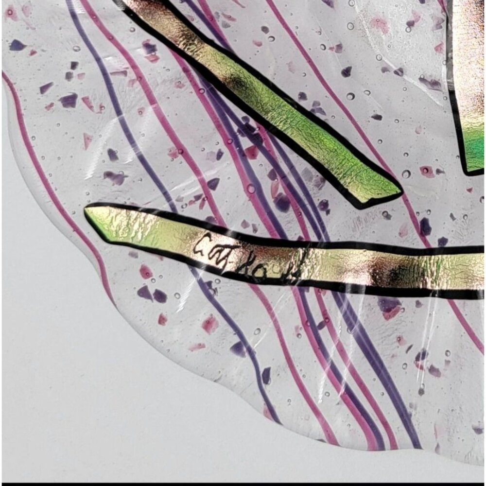 Marilyn Catlow Signed Fused Art Glass Bowl - Picture 5 of 5